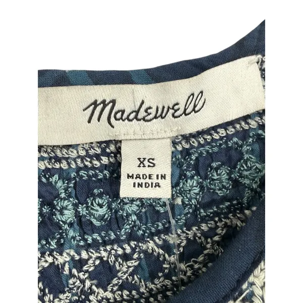 NWT Madewell Embroidered Puff-Sleeve Babydoll Dress Indigo Plaid Size XS Preppy‎ - Image 3