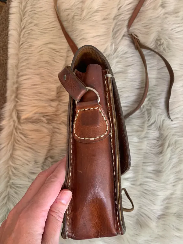 Vintage Leather Boho Hippie Purse - Image 3