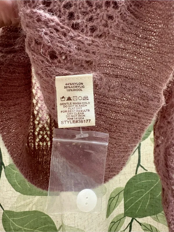 Hem & Thread Dusty Rose Open-Knit V-Neck Cardigan - Image 3