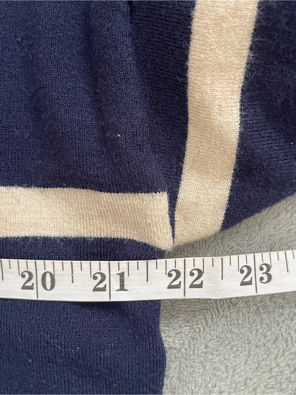 TRUTH Navy and Cream Striped Knit Polo Sweater XL preppy classic nautical fall - Image 5