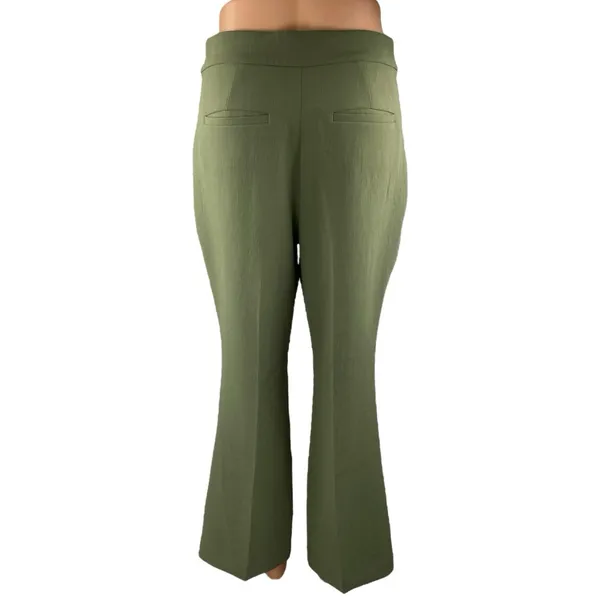 Aritzia Wilfred Olive Green High Waisted Flared Bootcut Trousers Dress Pants 4 - Image 3