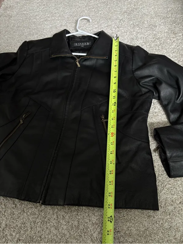 Giacca moto genuine leather jacket full zip up women size L - Image 8