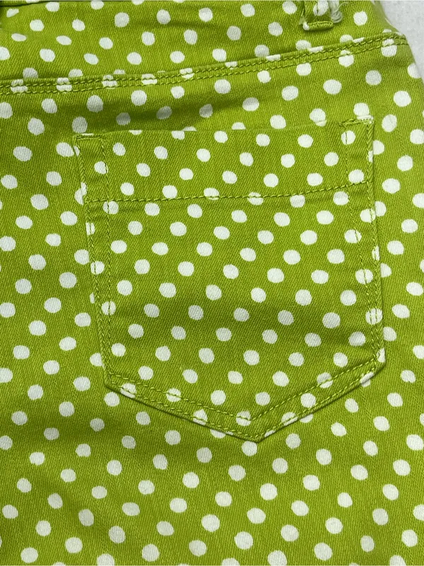 Coldwater Creek Women's Green White Polka Dot Cotton Blend Skinny Pants Size 4 - Image 8
