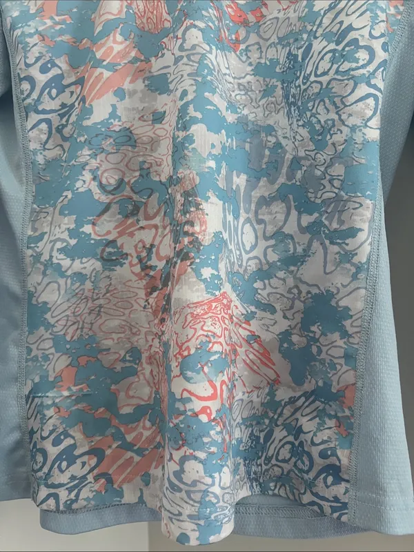Light Blue Long Sleeve Abstract Print Top Size M - Image 2