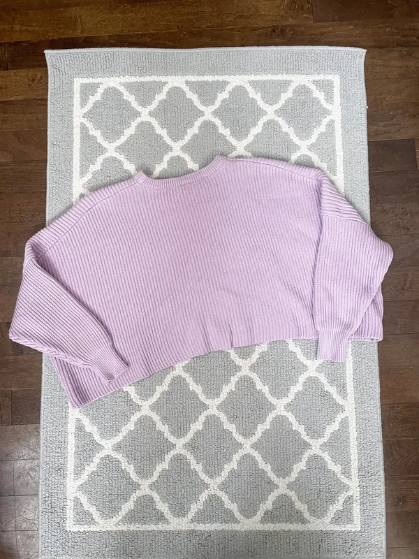 Free People Lilac Rib Knit Oversized Cropped Sweater - Image 3