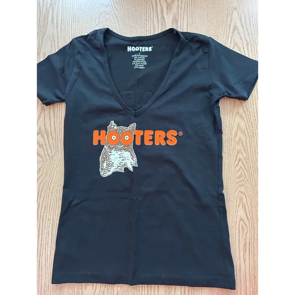 b20 New Women's Hooters Girl Uniform Vintage V-neck T-shirt Cotton Black Small - Image 4