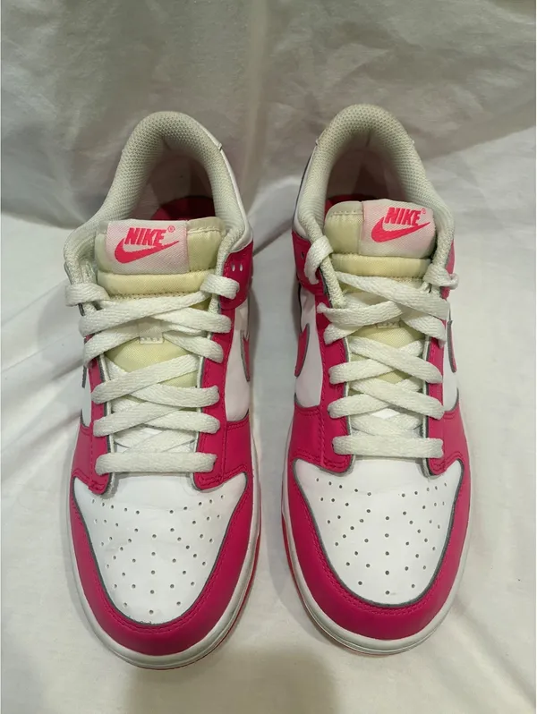 Nike Dunk Low GS Laser Fuchsia Pink White Barbie FB9109-102 Sneakers Size 7Y - Image 3