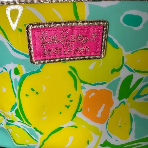 NEW Lilly Pulitzer Estee Lauder Plastic Cosmetic Makeup Purse Clutch Bag GREEN - Image 2