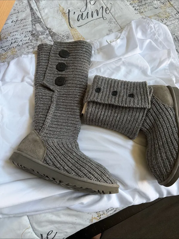 UGG Charcoal Knit Button Ankle Bootie - Image 6