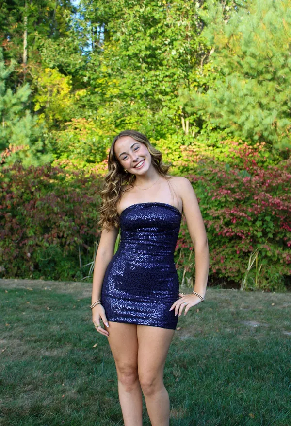 Dark Blue Sequin Windsor Dress - Image 3