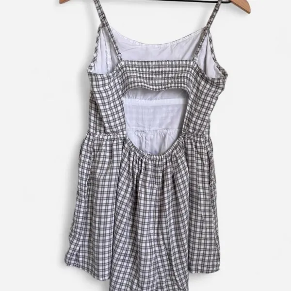 Hollister Co. White & Gray Plaid Playsuit / Romper - Size M - Image 2
