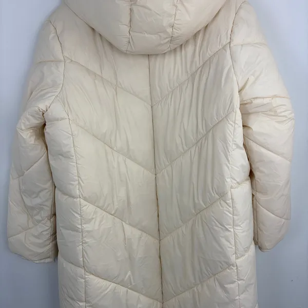 Banana Republic Factory Water Resistant Puffer Jacket Long Cream Parka Size XL - Image 14