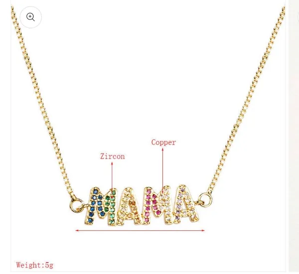 MAMA Zircon Chain Necklace Gold - Image 3