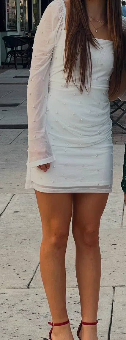 Lulus White Pearl Mini Hoco Dress - Image 7