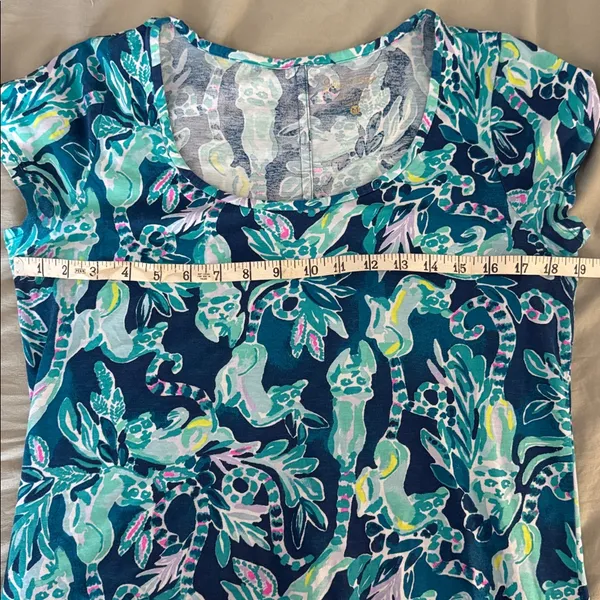 Lilly Pulitzer Navy Blue Green Floral Print Mini t shirt Dress - Image 9