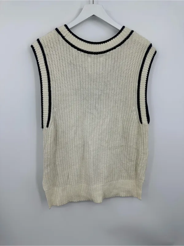 Abercrombie And Fitch Cream Boho Baggy Slouchy Sweater Vest Size Small - Image 6