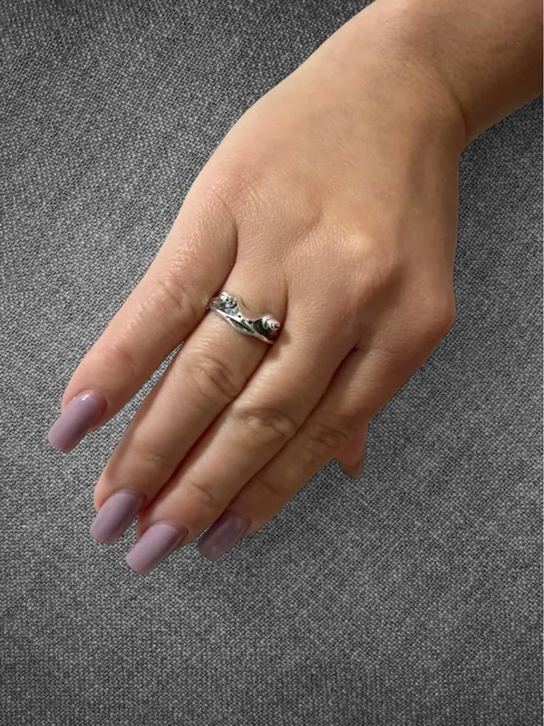 Vintage Silver Tone Abstract Frog Adjustable Ring - Image 4