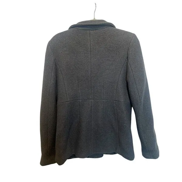 Lands' End Button Up Coat Jacket Womens Size‎ 10 Grey Wool Blend Peacoat Office - Image 3