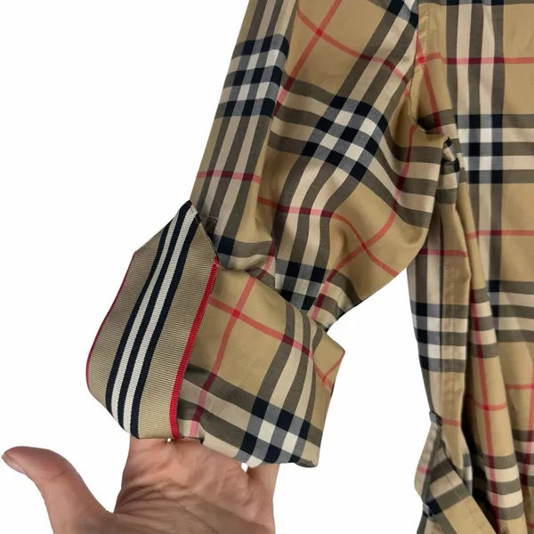 Burberry Giovanna Vintage Check Poplin Cotton Shirt Dress Beige Size 4 - Image 14