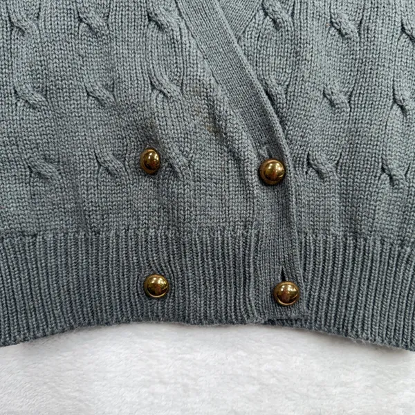 Leslie Fay Vintage 90s Academia S Sweater Vest Gray Cable Knit Double Breasted Preppy Retro - Image 3