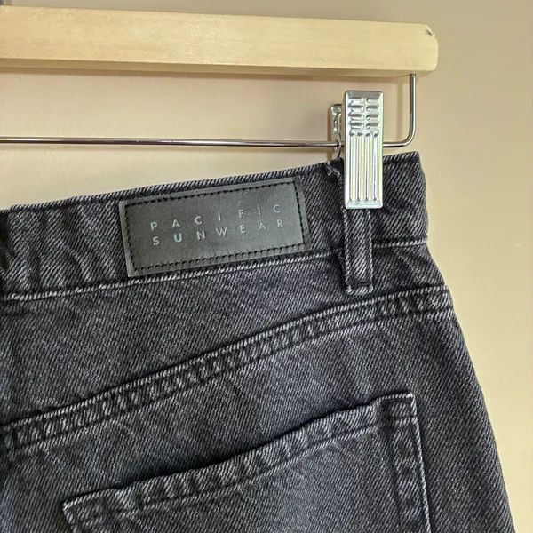 Pacsun nora wide leg black jeans raw hem women's size 28 100% cotton pants - Image 6