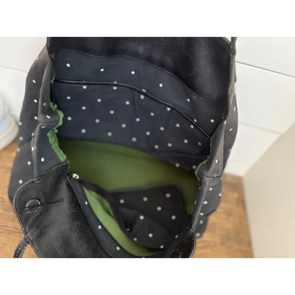 Kate Spade Black Polka Dot Nylon‎ Tote Bag Shoulder Bag Zip Pocket - Image 6