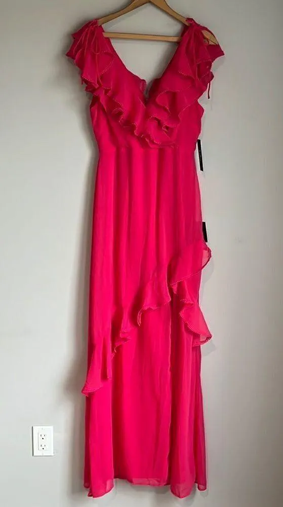 NEW Lulus Love From Above Pink Ruffled Surplice Maxi Dress - Image 2