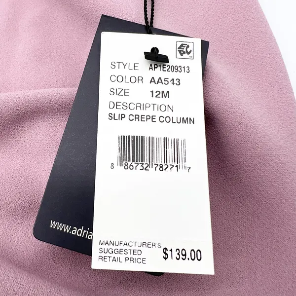 NEW Adrianna Papell Womens‎ 12 Slip Crepe Column Maxi Dress Dusty Pink Rose $139 - Image 8