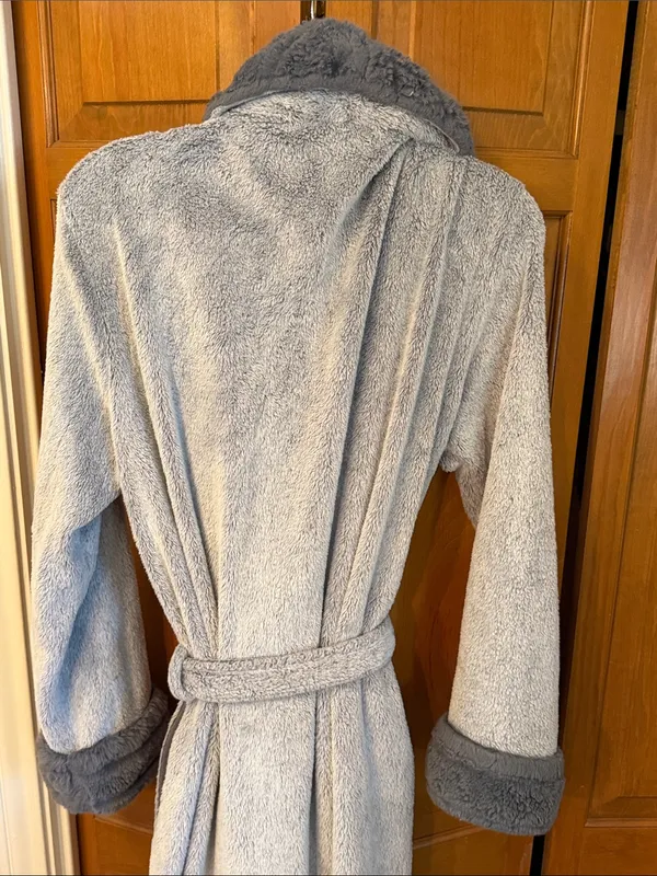 👘👘👘BOGOHO👘👘👘Plush Shawl Collar Women's Robe in Gray-Large - Image 10