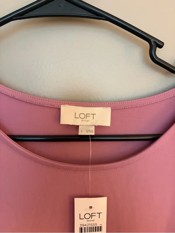 LOFT Dusty Pink Sleeveless Ruched-Side Tank Top - Image 4