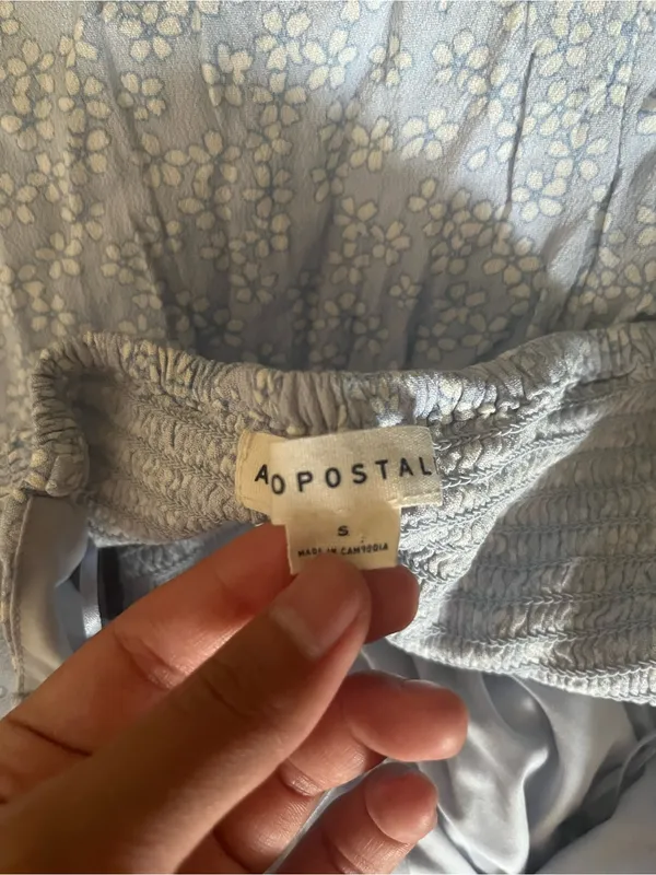 Aeropostale Blue Ditsy Floral Strapless Midi Dress Small Cottagecore Beachy - Image 7