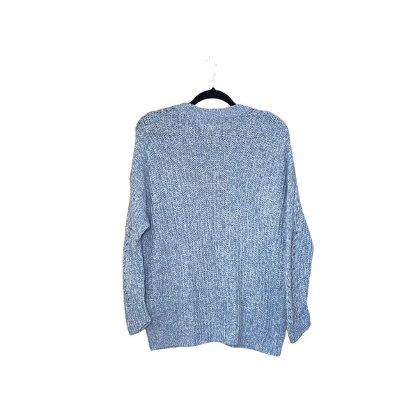 Blue & White Marled Tight Knit Oversized Sweater - Image 7