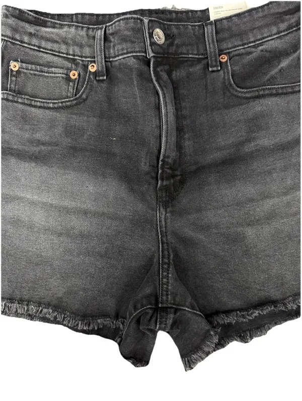 (C9) American Eagle High Rise ’90s Boyfriend Denim Shorts Black 8 Distressed - Image 3