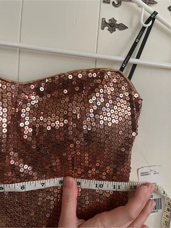 Forever 21 Bronze Sequin Strapless Mini Dress - Image 7
