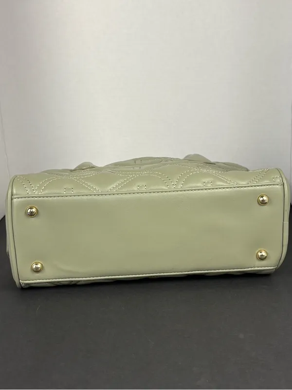 Sam Edelman Purse Bag Sage Green Quilted Faux Leather Satchel - Image 6
