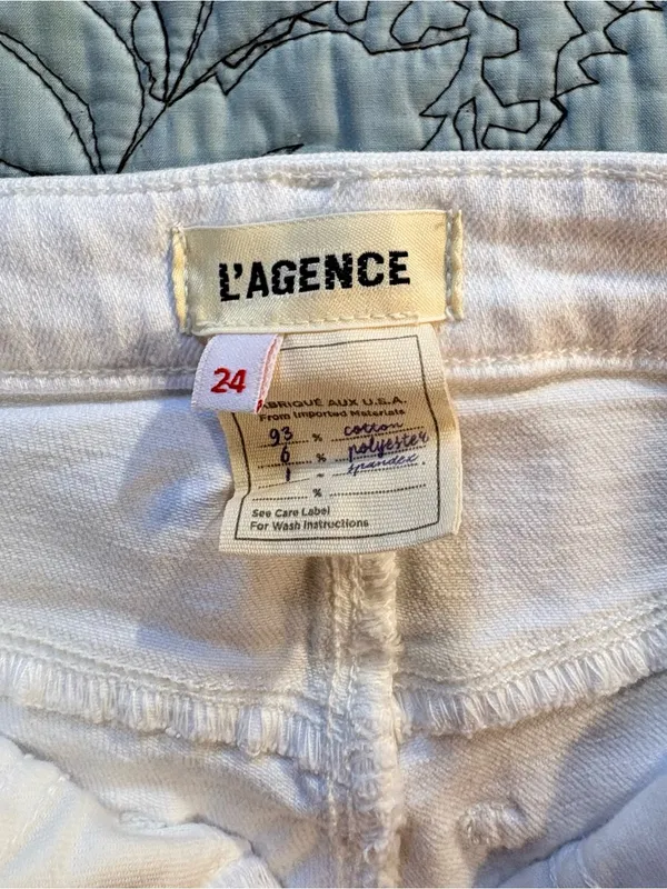 💥L’AGENCE Kendra High Rise Cropped Flare Jeans Blanc White Raw Hem Sz 24💛 - Image 9
