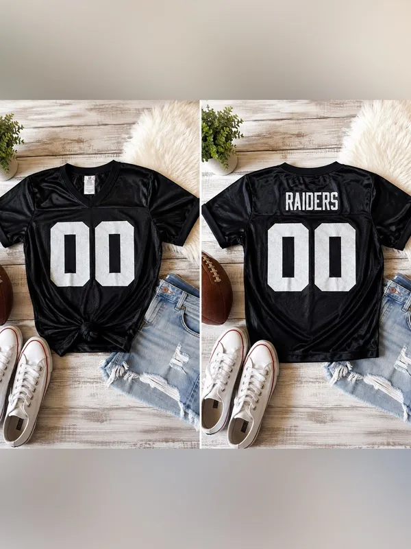 NFL Team Apparel Women Raiders V Neck Jersey Black Gray 00 Vegas Football M - Image 2