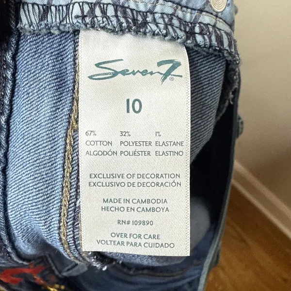 7 For All Mankind Luxe Straight Leg Cropped Jeans Size 10 Raw Hem High‎ Rise - Image 7
