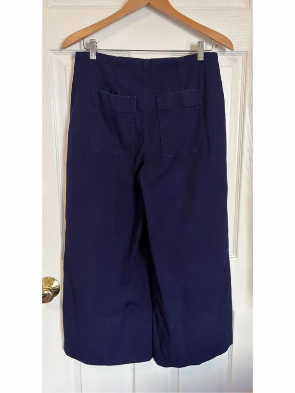 Spanx Stretch Twill Cropped Wide Leg Pant Lapis Blue Size Large L Trousers - Image 2