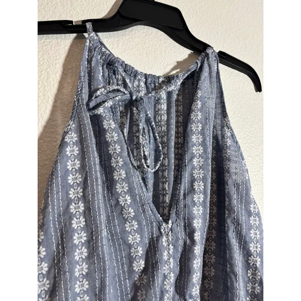 Madewell Size XS Embroidered Blue Chambray Square Neck Top & Sleeveless Romper - Image 8