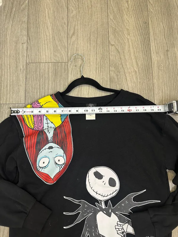 Disney Nightmare Before Christmas Jack & Sally Black Crewneck Sweatshirt - Image 4