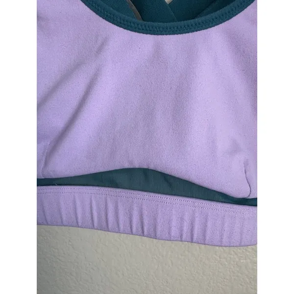 Fabletics Sports Bra Womens XXS Purple Teal Crossback Adjustable Gym Yoga - Image 2