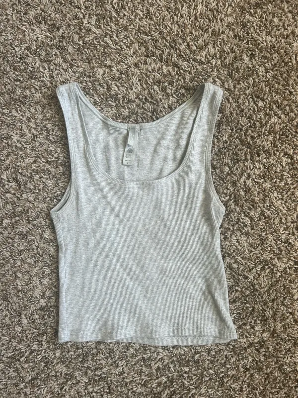 Skims Cotton Rib Tank and Shorts in Grey - Image 3