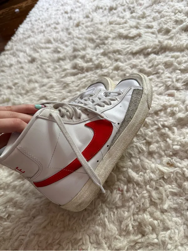 Nike Blazer Mid Vintage White Red Swoosh Sneakers - Image 5