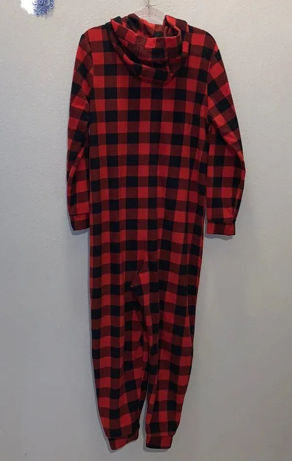 Holiday home red plaid winter matching one piece pajamas - Image 4