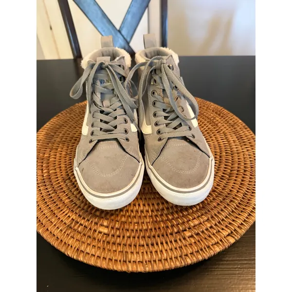 Vans Sk8-Hi MTE Grey Suede Faux Fur Lined Winter Sneakers Womens 7 High Top‎ - Image 7