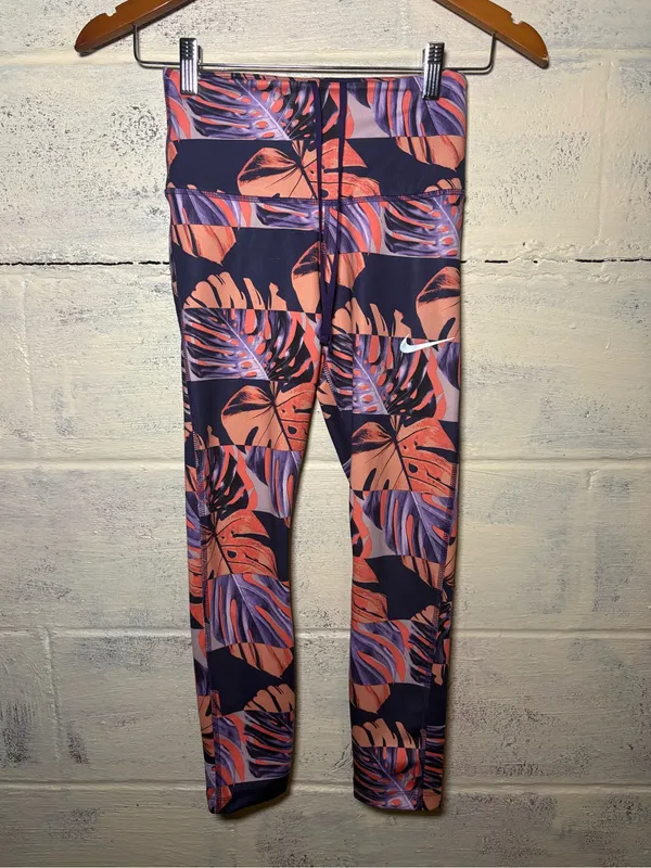 Nike DRI-FIT Fast Runway Print Eggplant High Rise Running Tights XS - Image 4