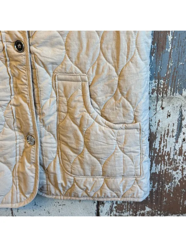 Quilted Front Vest beige Khaki size medium Tan - Image 2