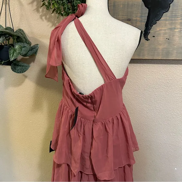 NWT Lulus Elevated Vision Rusty Rose One-Shoulder Tiered Maxi Dress - Image 7