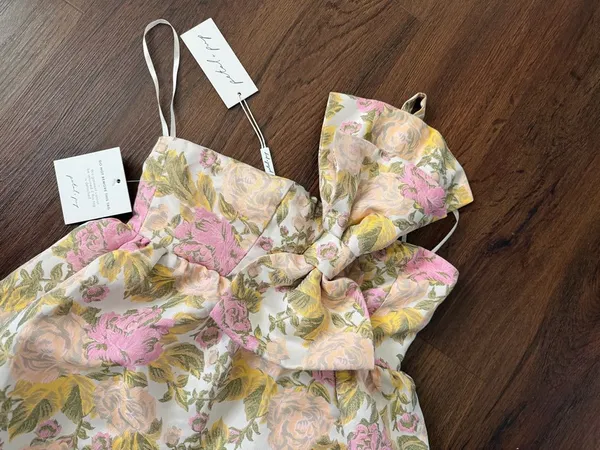 Nwt Petal & Pup Betina Bow Front Maxi Dress Multi Floral spring formal wedding - Image 6